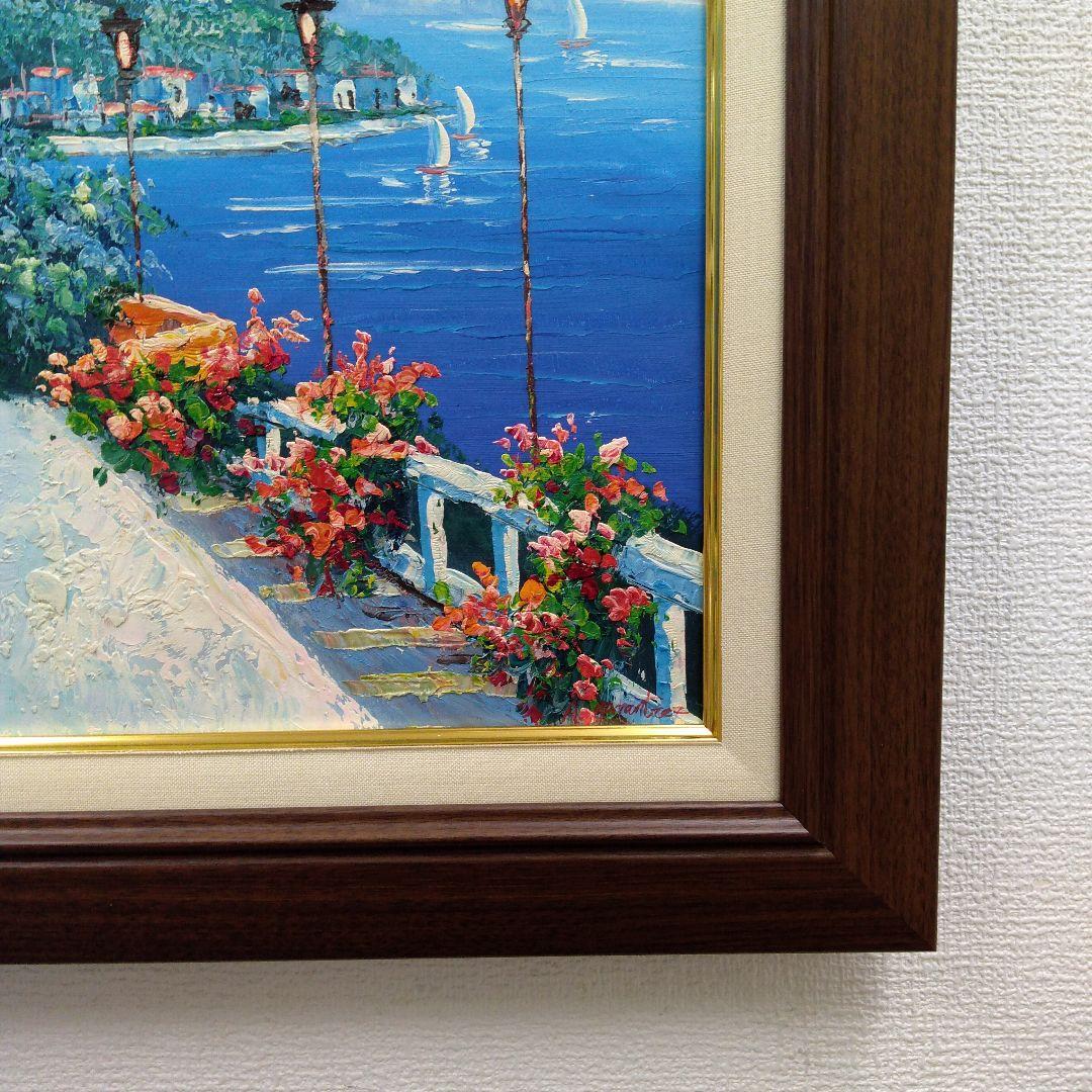 肉質油絵　横　F6 ヨーロッパ風景　額装仕上げ品