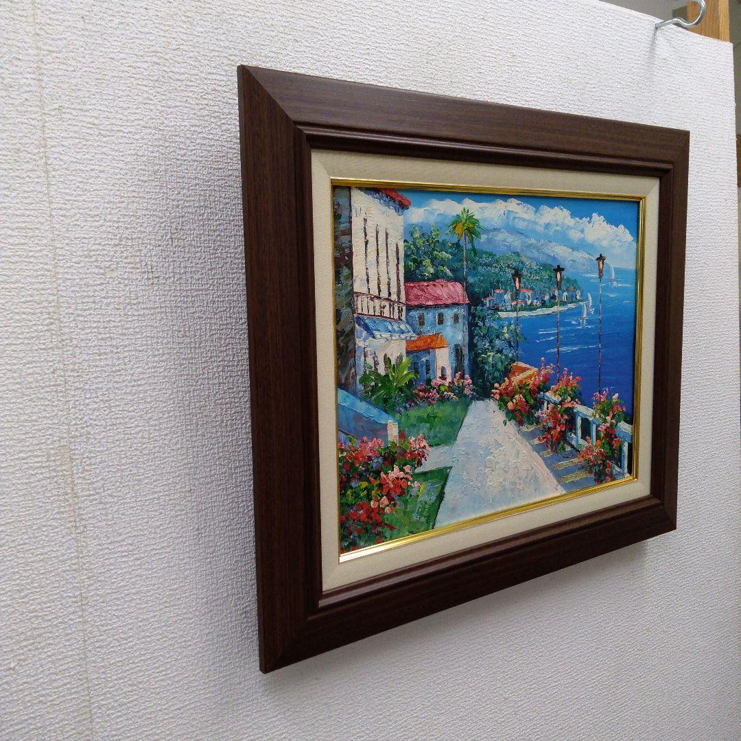 肉質油絵　横　F6 ヨーロッパ風景　額装仕上げ品