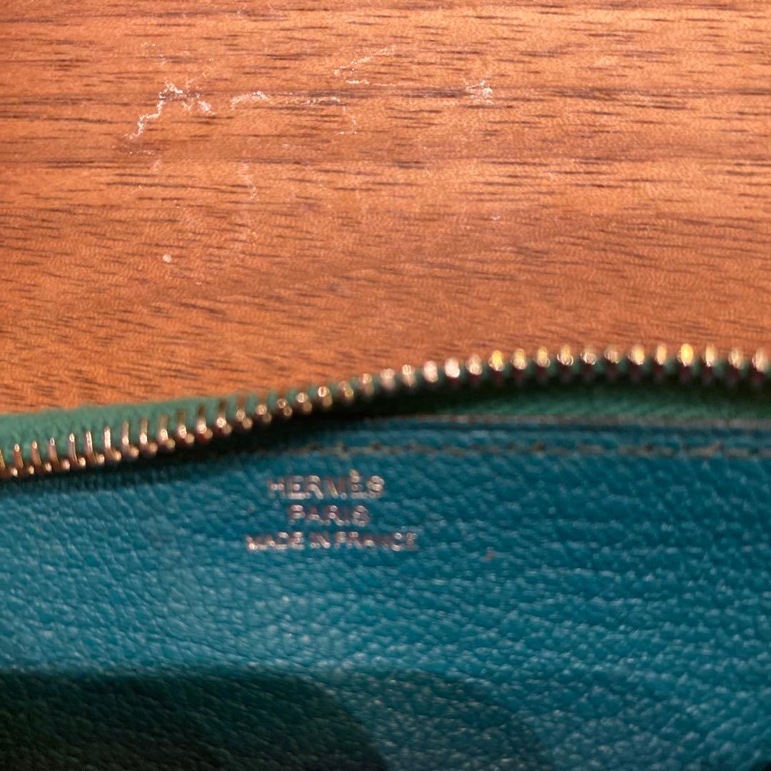 レザー製筆箱 緑色と青色