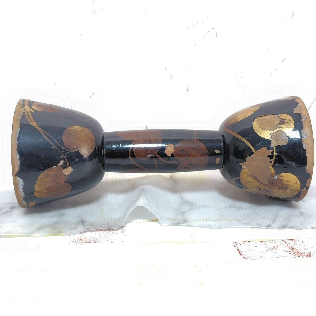 小鼓　鼓　鼓胴　つづみ　和楽器　蒔絵　金箔貼り　漆塗り