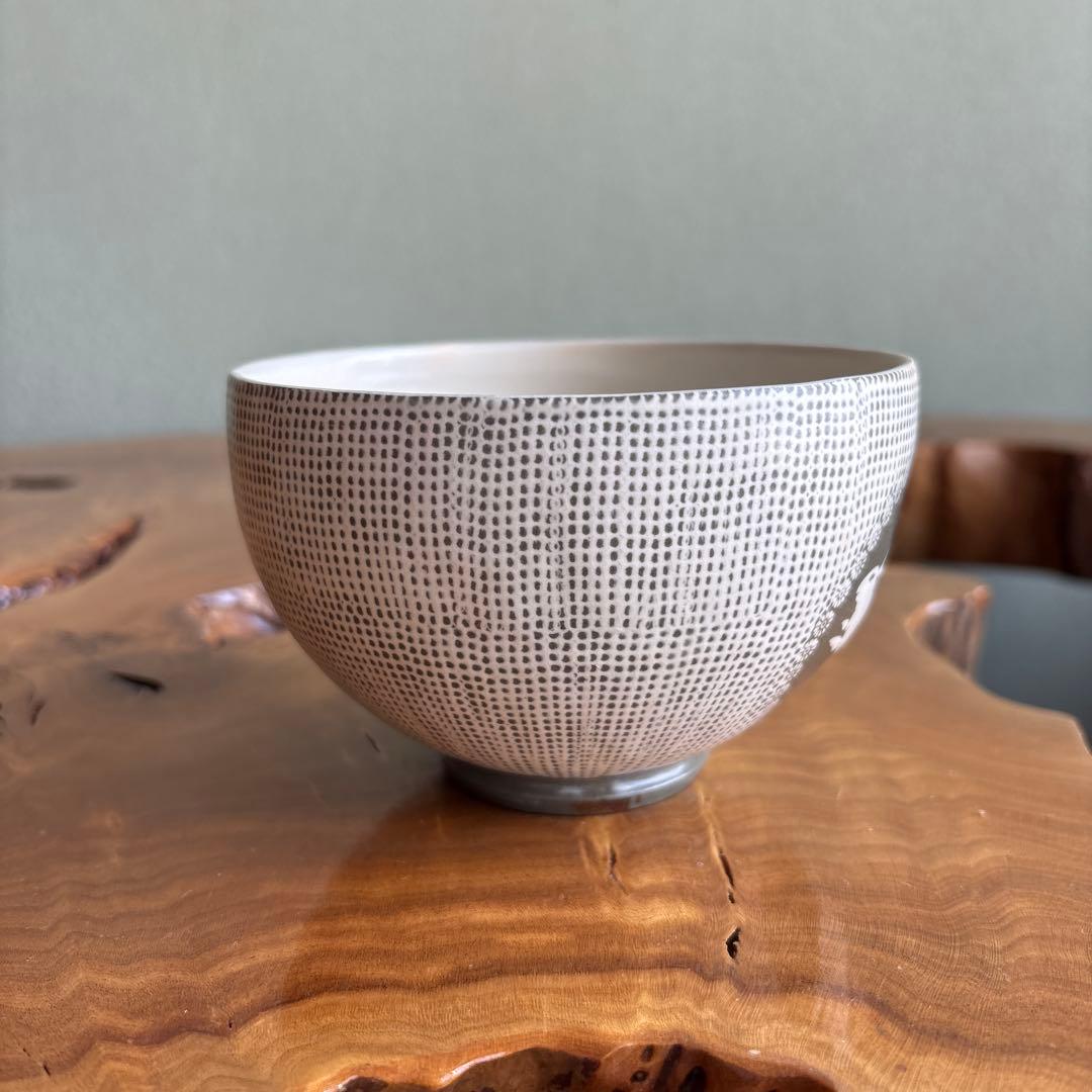 東湖窯 黄章洙作 兎図三島茶碗 抹茶碗 茶道具 共箱（45m）