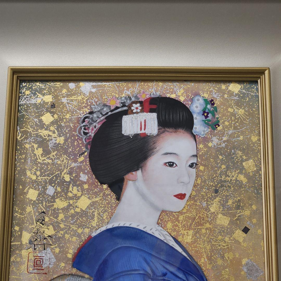 青山亘幹　祗園会の頃　日本画　芸者　舞妓　金箔　銀箔
