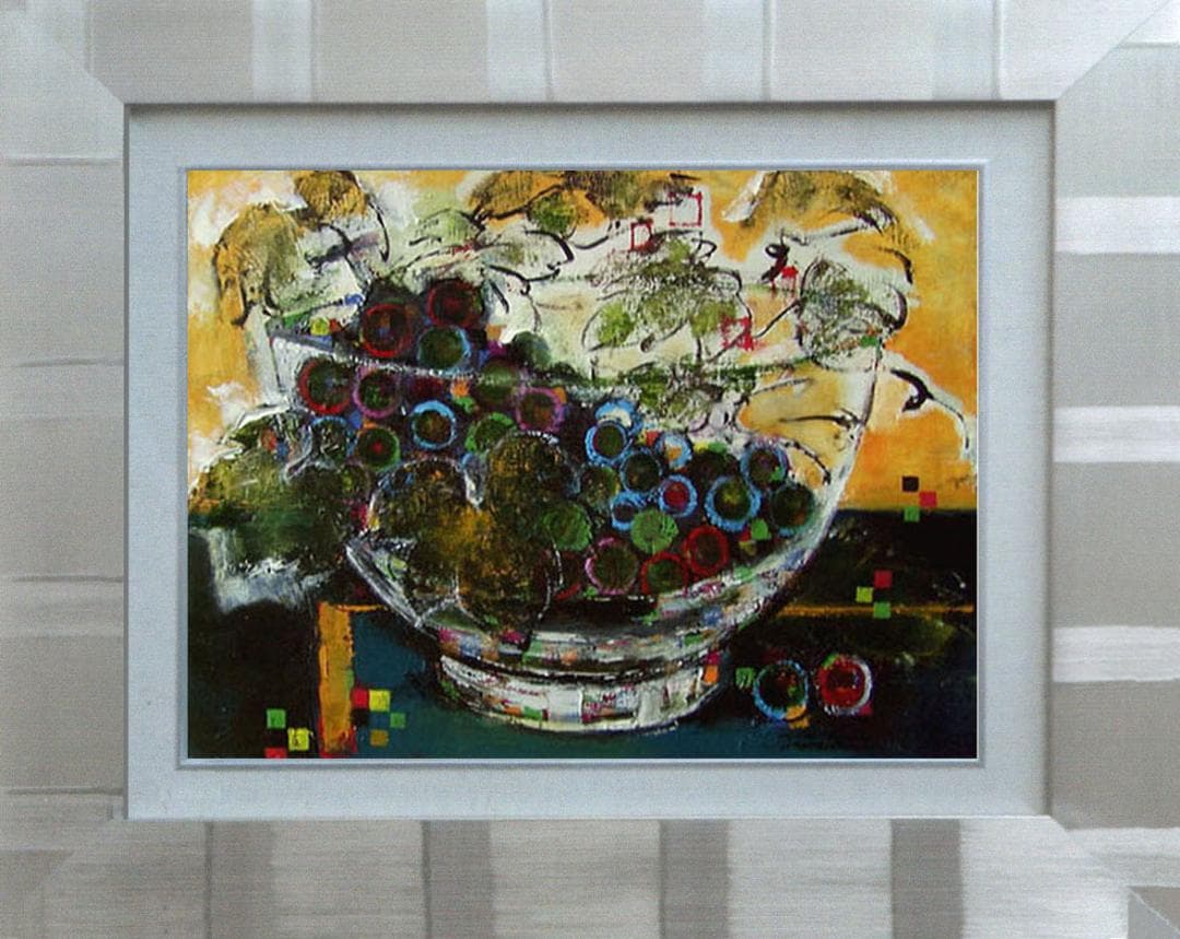 油絵 菅家令子 絵 絵画 インテリア uF6-061203 静物 果物 ぶどう