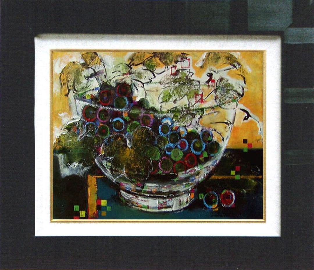油絵 菅家令子 絵 絵画 インテリア uF6-061203 静物 果物 ぶどう