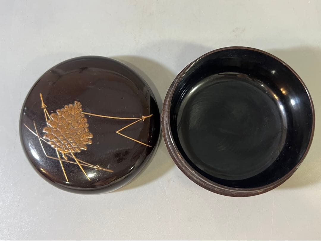 DT736 茶道具 松葉蒔絵 平棗 時代物