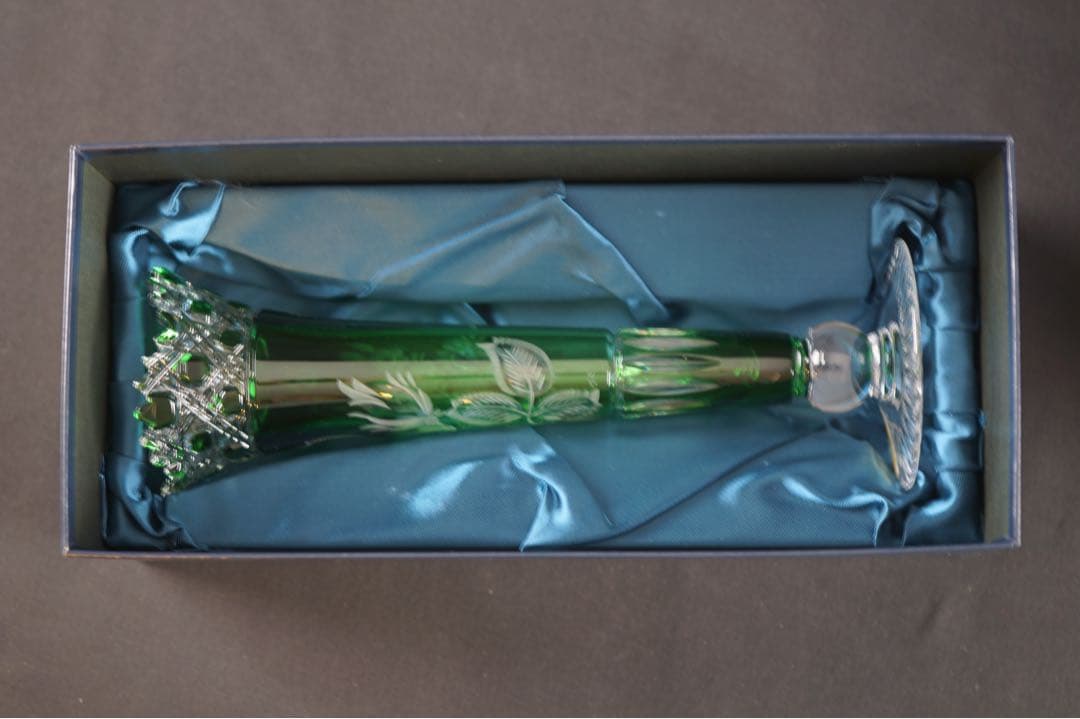 Meissen crystal マイセン 一輪挿し 花瓶 グリーン 美品