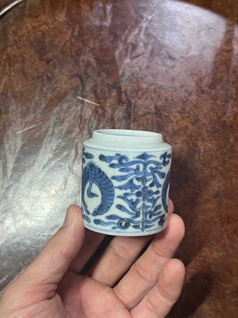 古伊万里　のぞき猪口　鶴丸　唐草　酢猪口　蕎麦猪口　金継ぎ　モダン