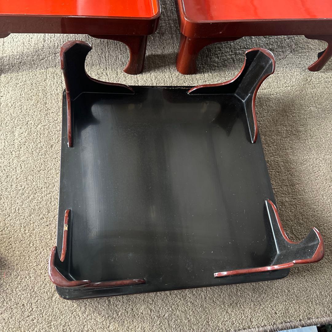 B 旧家 輪島塗 高脚膳 5客 時代漆器 専用木箱付き アンティーク き