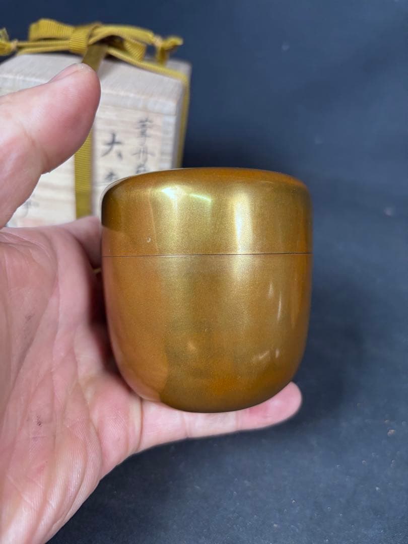 送料無料　近江八景　平棗　金蒔絵　輪島塗　名工　福久清一　蒔絵　漆器　茶道具