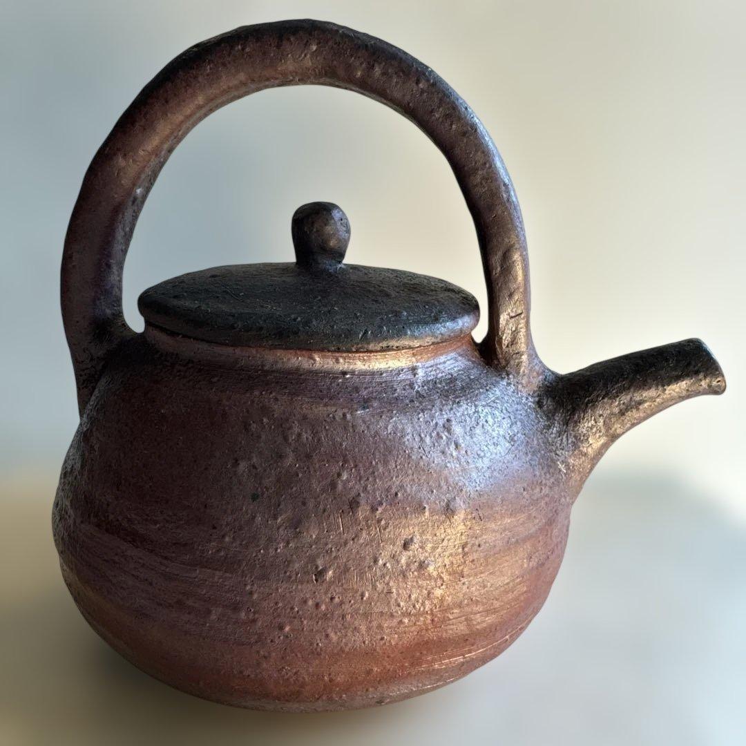 【故島武己】南蛮焼.穴窯.希少品.焼締め按瓶と湯呑みのセット