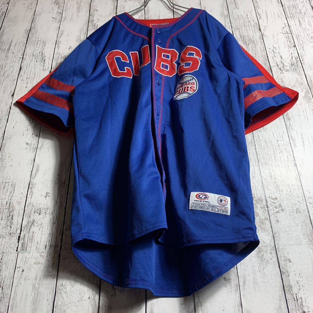 【MLB】古着 メンズ 青 野球 ベースボールシャツ シカゴカブス ★ストリート