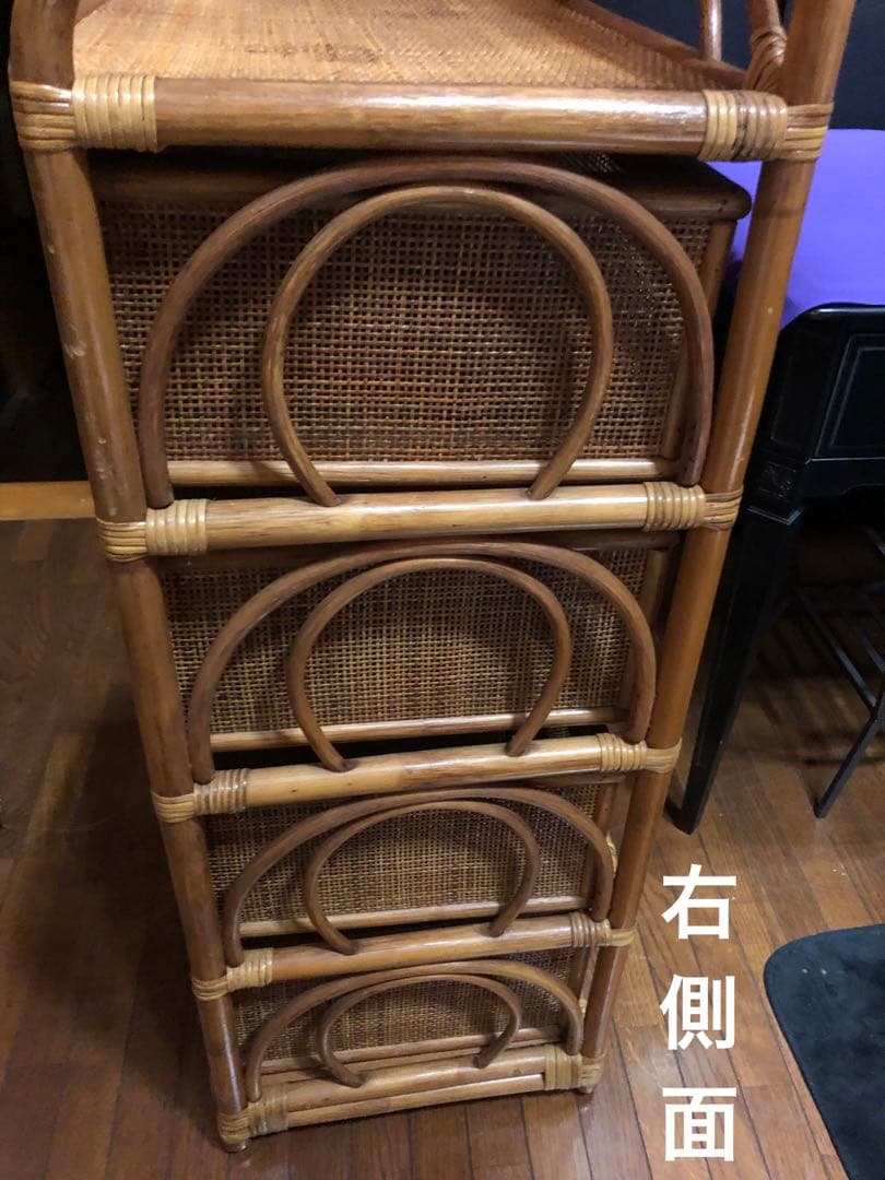 ラタンチェスト♦️ナチュラルブラウン４段♦️通気性良いラタン家具♦️補償付　送料込