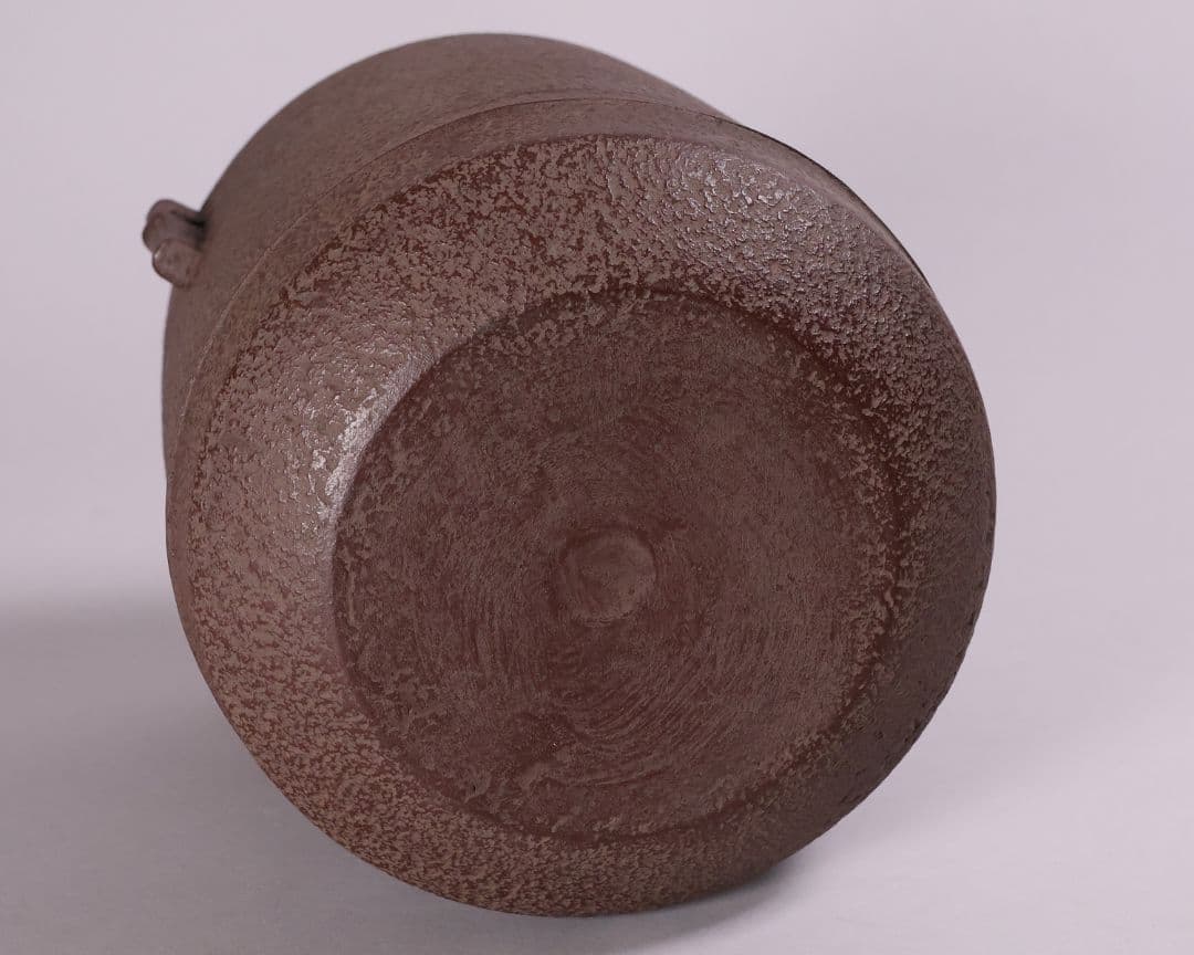 茶道具 釜師・佐藤清光 砂鉄 筒釜 共箱 風炉釜 吊釜 鉄釜【MA526】