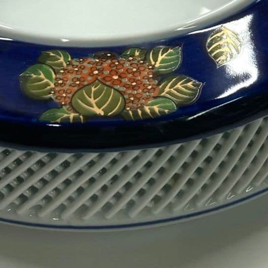新品　希少　有田焼　紫陽花柄　灰皿　透かし網目焼 琴峰窯　峰之作