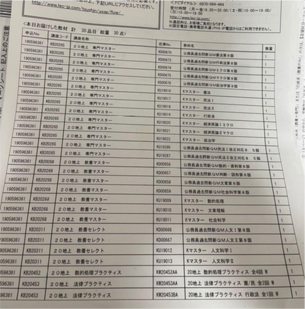 LEC レックリーガルマインド　公務員　パーフェクトコース教材　セット　参考書