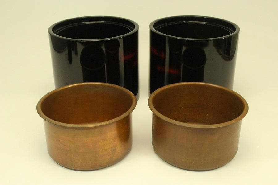 漆塗り 手炙り 火鉢 一対 美品(ZE480)
