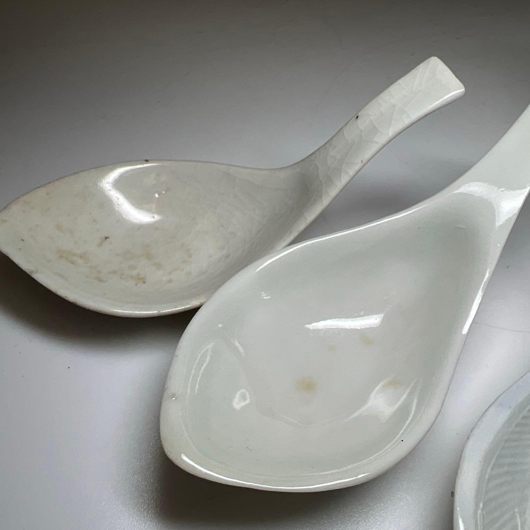 中国清朝時代　古染付レンゲ、鉢5客　東Y7-1022☆2Fタニチ