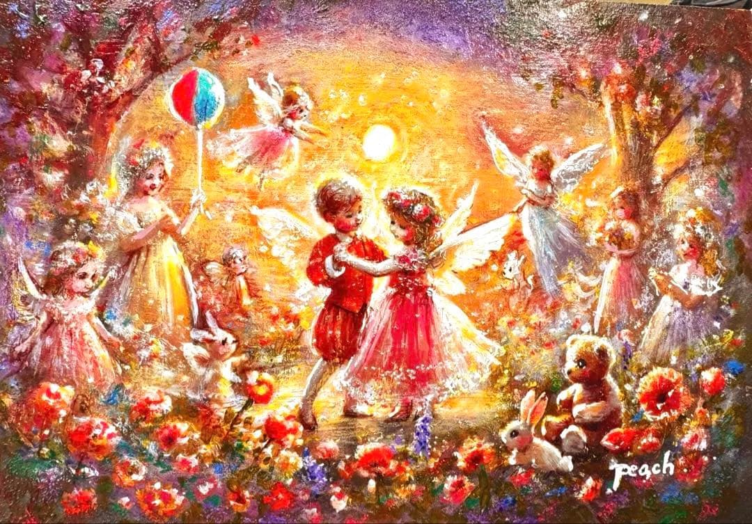 絵画原画《夕陽の祝福》VALENTINE STORY 小さな恋の伽草子