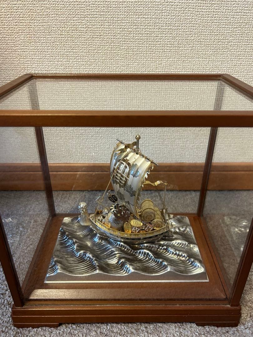 武比古 銀製 宝船 5号（房）銀船 置物 縁起物 ケース付き