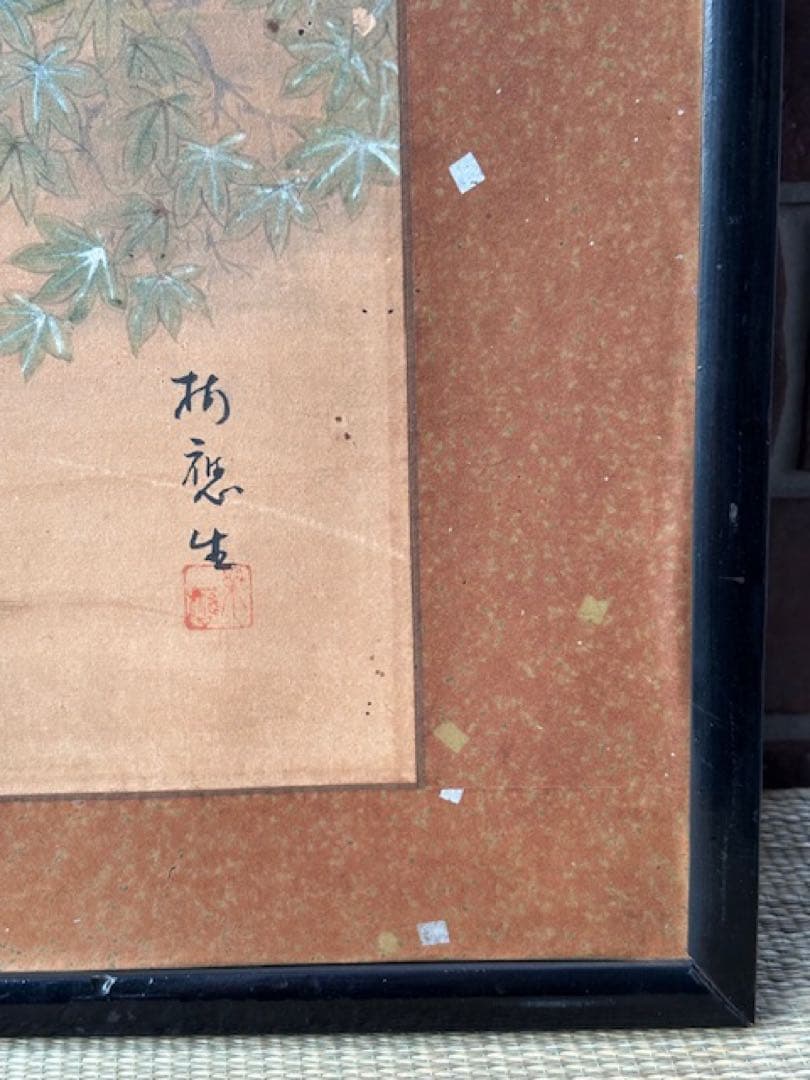 詳細不明 古い 扁額 鴛鴦（おしどり）つがい図 直筆 在銘随筆家江戸時代後期？