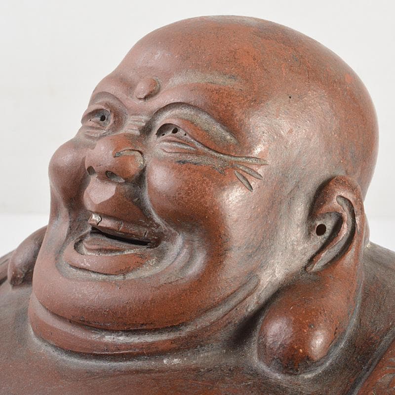中国　紫砂　朱泥　布袋像　在銘　V　R7033E