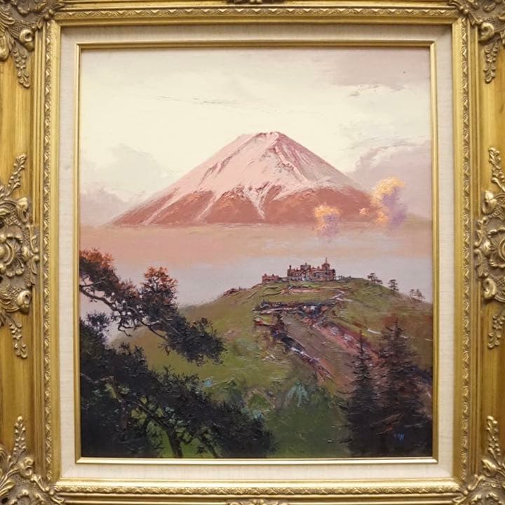 若井繁雄10号油彩画 油絵 絵画 肉筆画 原画 高級額装 アート 風景画 古美術