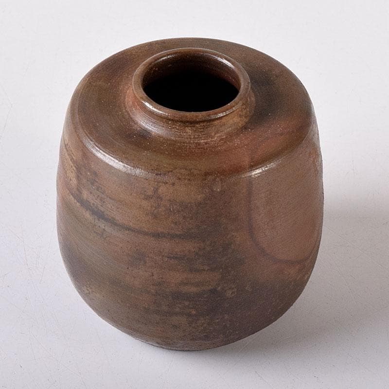 茶道具　備前焼　小西陶古作　茶入　正絹古代名物裂仕覆付　共箱　V　7637