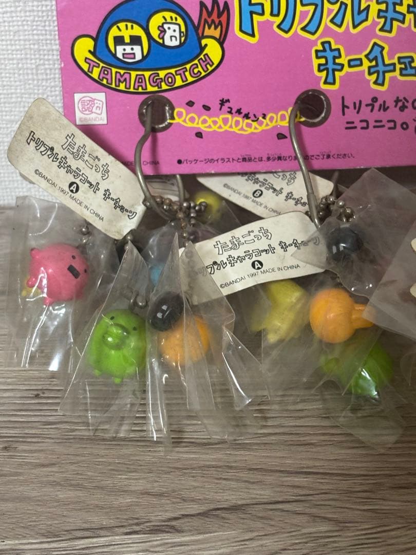 たまごっちバンダイ トリプルキャラコットキーチェーン 1997年製ヴィンテージ品