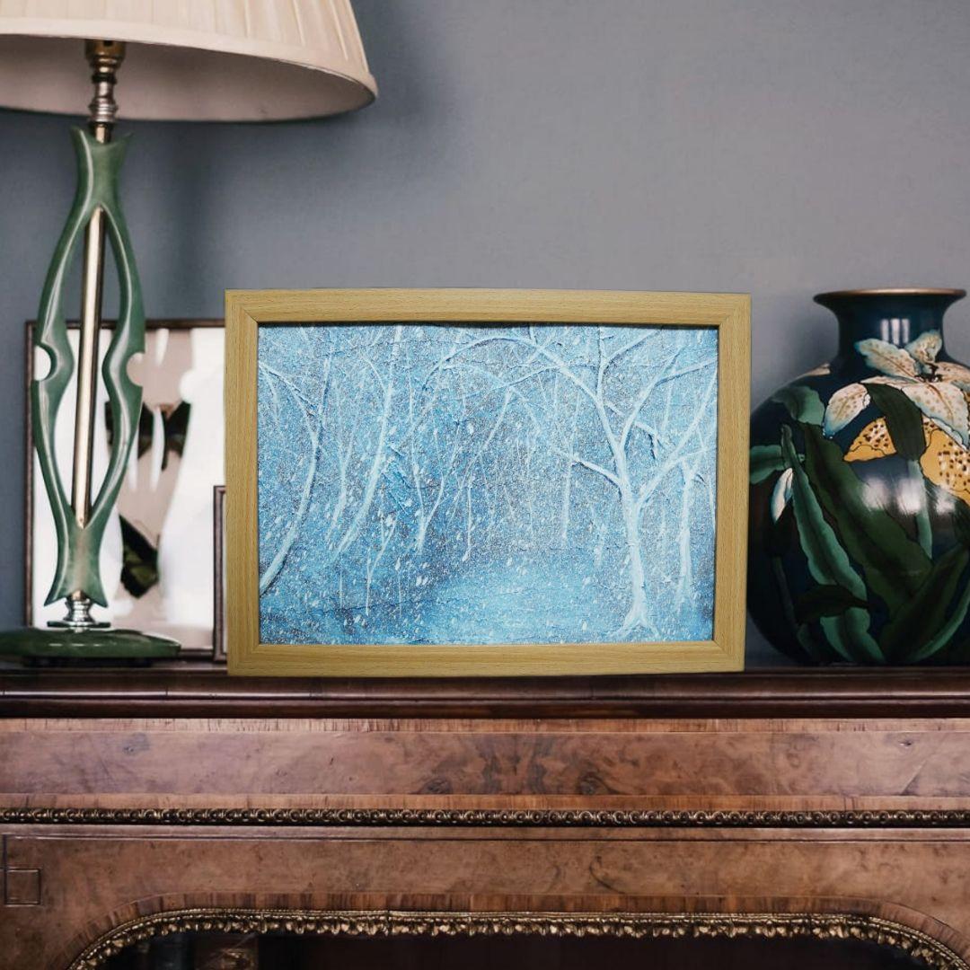 油絵 油彩 絵画 【吹雪の森】