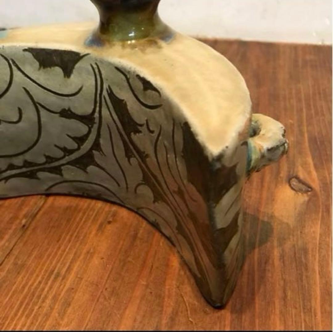 美品　抱瓶　焼物　沖縄　酒器　陶芸　飾りの持ち手が素敵な　丁寧なつくり