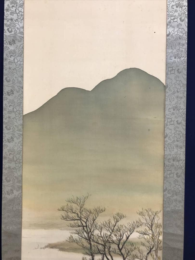 【真作】関晴風/山湖春景図/湖畔漁舟図/山水図/掛軸/名家伝来/AD-371