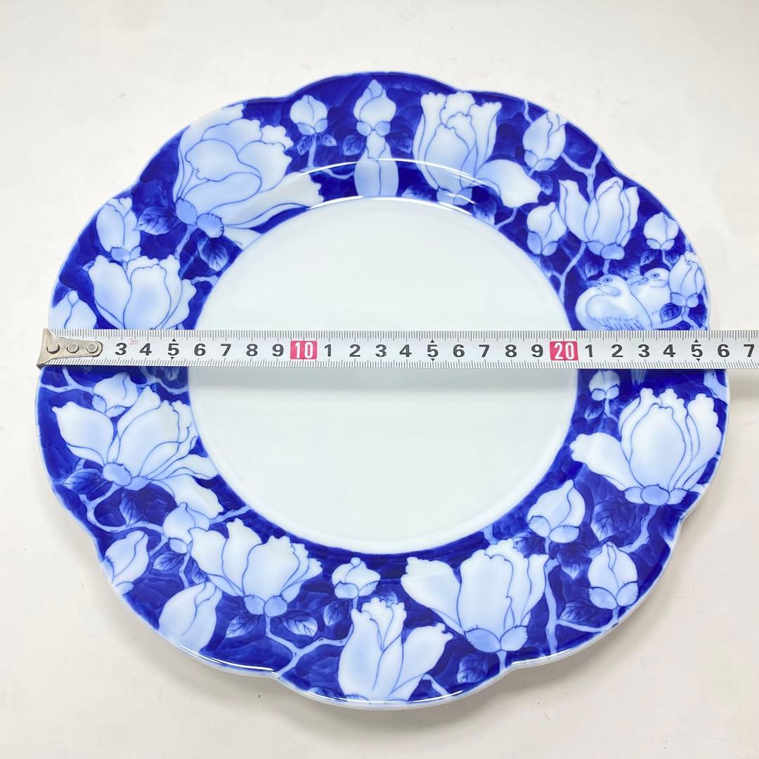 【未使用品】深川製磁 盛皿 花鳥外濃 ミート皿 共箱 深川謹製