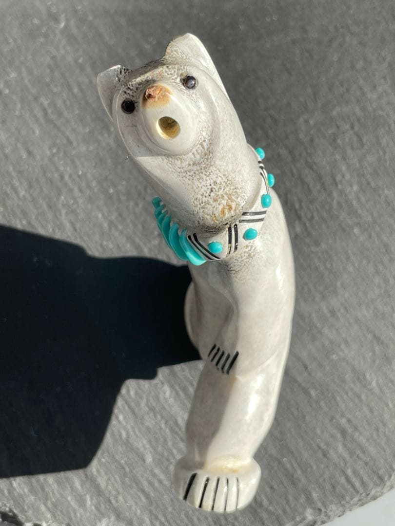新品　ズニ族　Zuni インディアンジュエリー　フェティッシュ　クマ　シロクマ