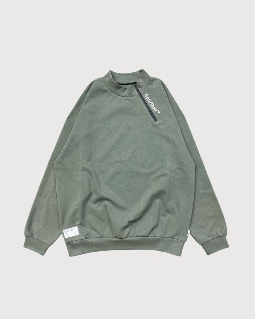 サイドハーフジップモックネックシャツ　XL
