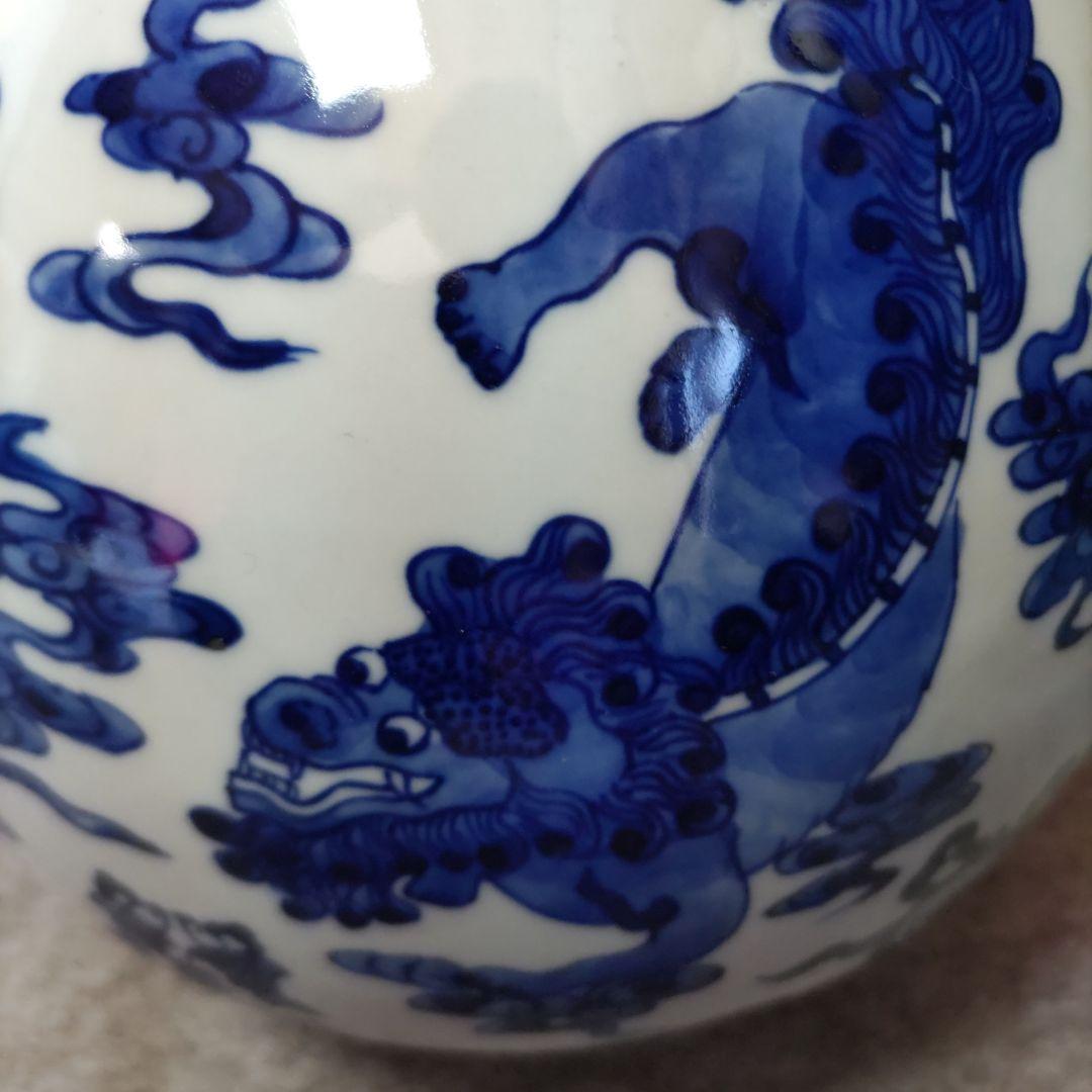 景徳鎮　獅子花瓶　D289