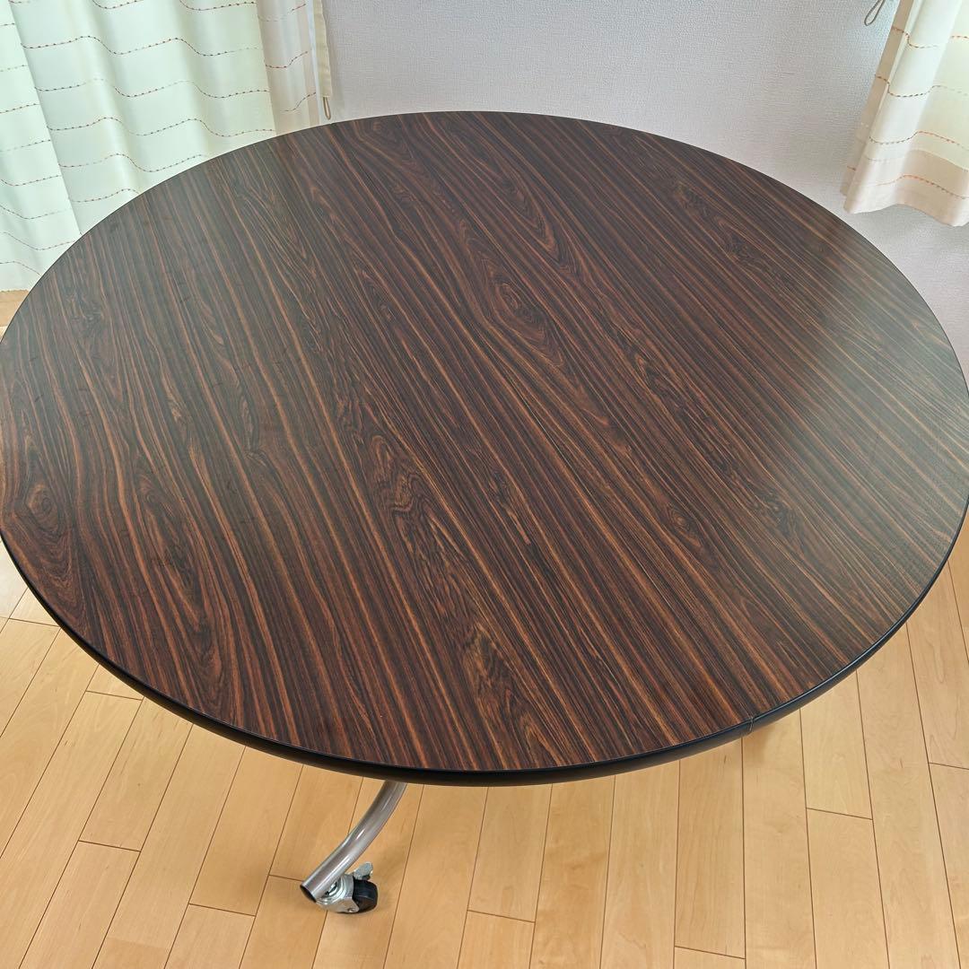 フライト式円型テーブル　折りたたみテーブル　直径120cm 丸テーブルキャスター