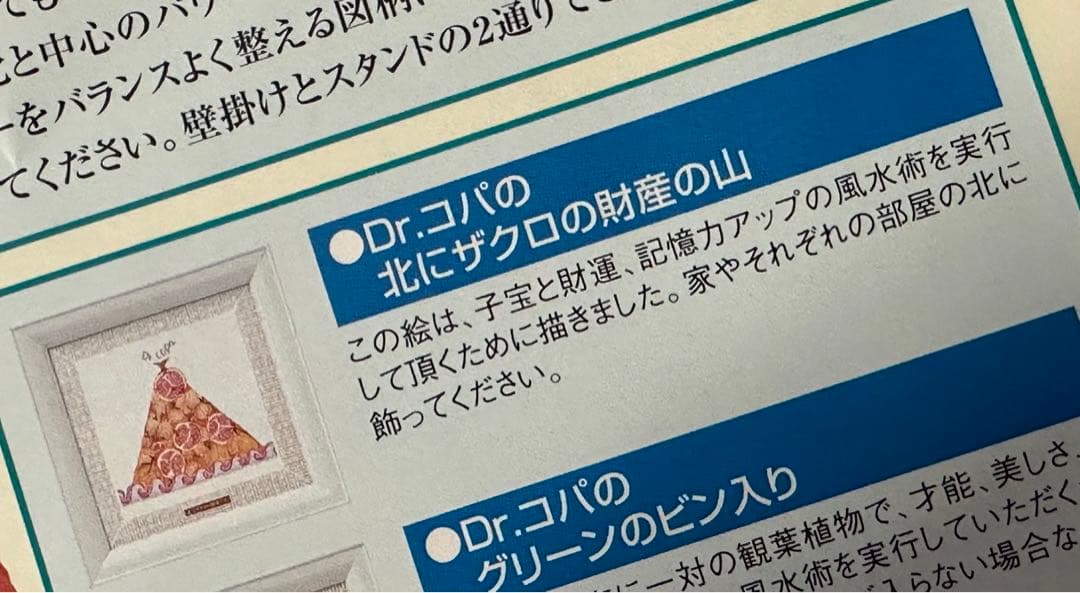 縁起物『Dr.コパの北にザクロの財産の山』 財運 子宝 額装 18×18cm