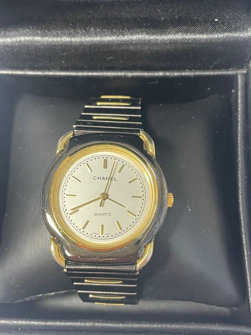 CHANEL クォーツ腕時計 ゴールド/ブラック ノベルティvintage香港製