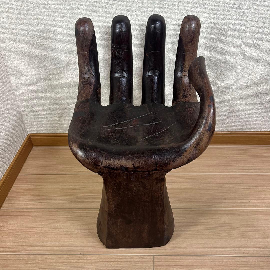仏手 スツール 椅子 アジアン家具 掌 手の形 木製 手形 オブジェ アジアン