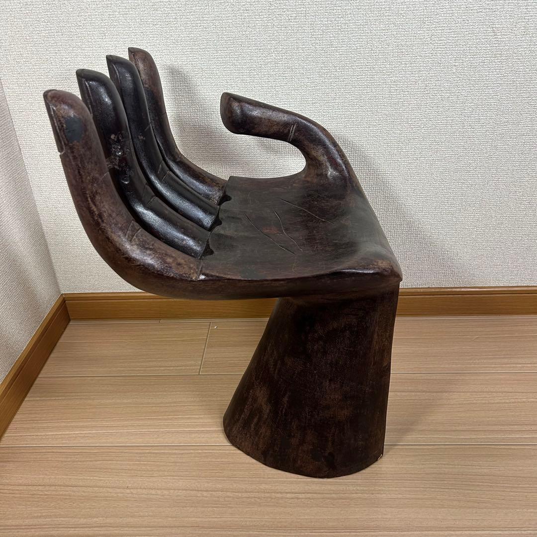 仏手 スツール 椅子 アジアン家具 掌 手の形 木製 手形 オブジェ アジアン