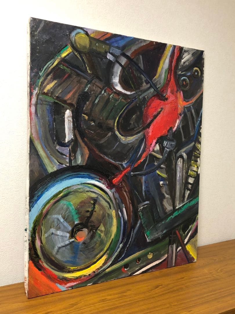 絵画　一点物　油絵　バイク　F40 micchan作