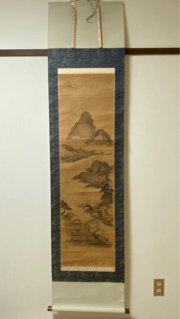 日本絵　名家　松村景文　山水絵　掛け軸