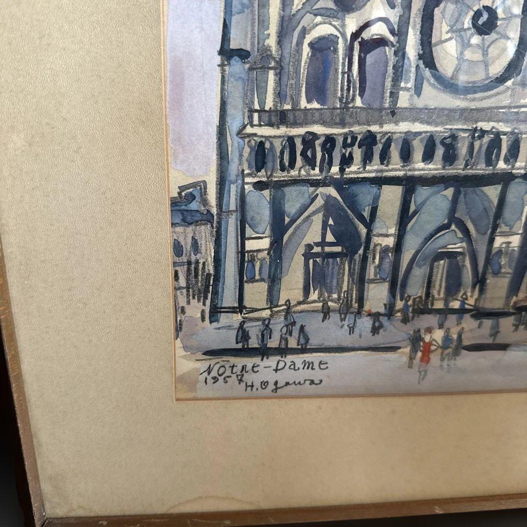 お値下げ❣️かわいすぎ〜！ヴィンテージ水彩画 Notre-Dame 1958