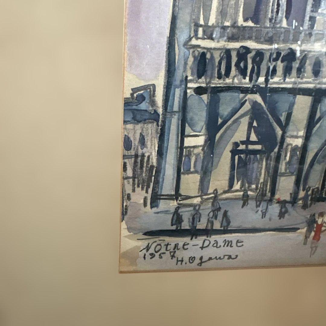 お値下げ❣️かわいすぎ〜！ヴィンテージ水彩画 Notre-Dame 1958