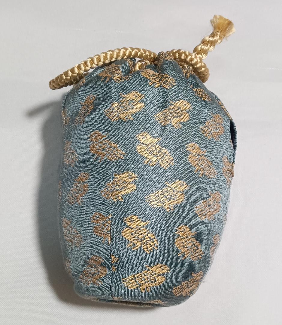 茶道具　丹波立杭焼　市野信水作　丹波焼肩衝茶入鴛鴦金襴仕覆付　未使用超美品！！