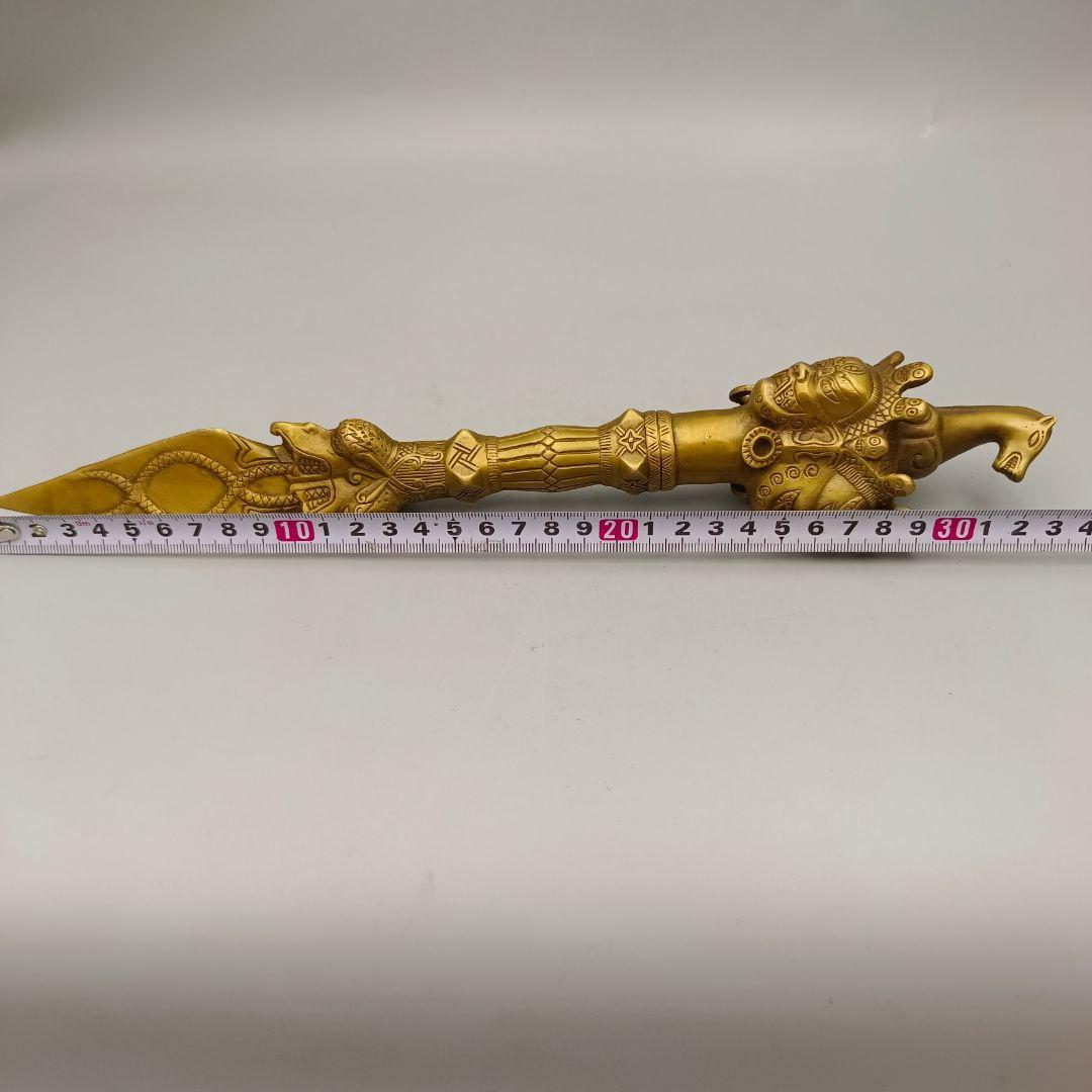 銅製 法器 三象馬頭金剛杵 降魔杵 鎮宅辟邪 開運風水 招財置物 工芸品 装飾品