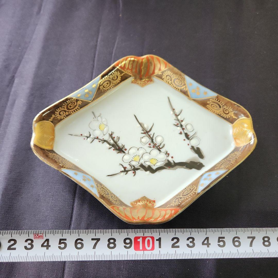 九谷焼　菱形皿　(梅)　大正時代