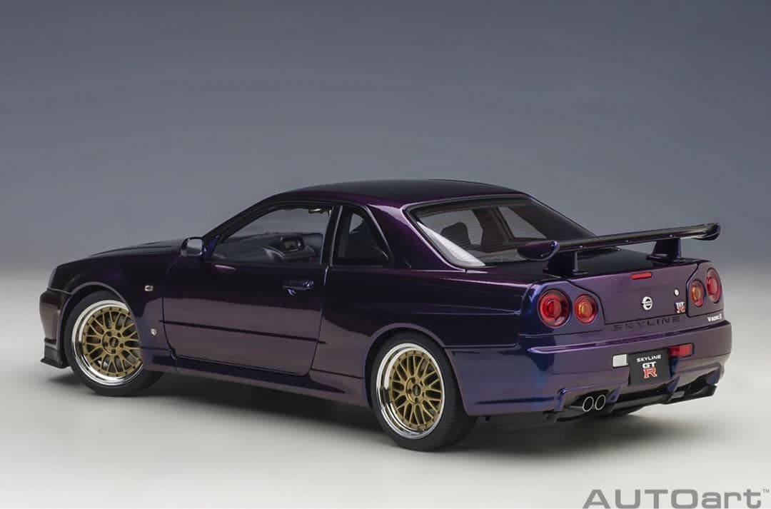 オートアート 1/18 GT-R R34 ミッドナイトパープル BBS LM