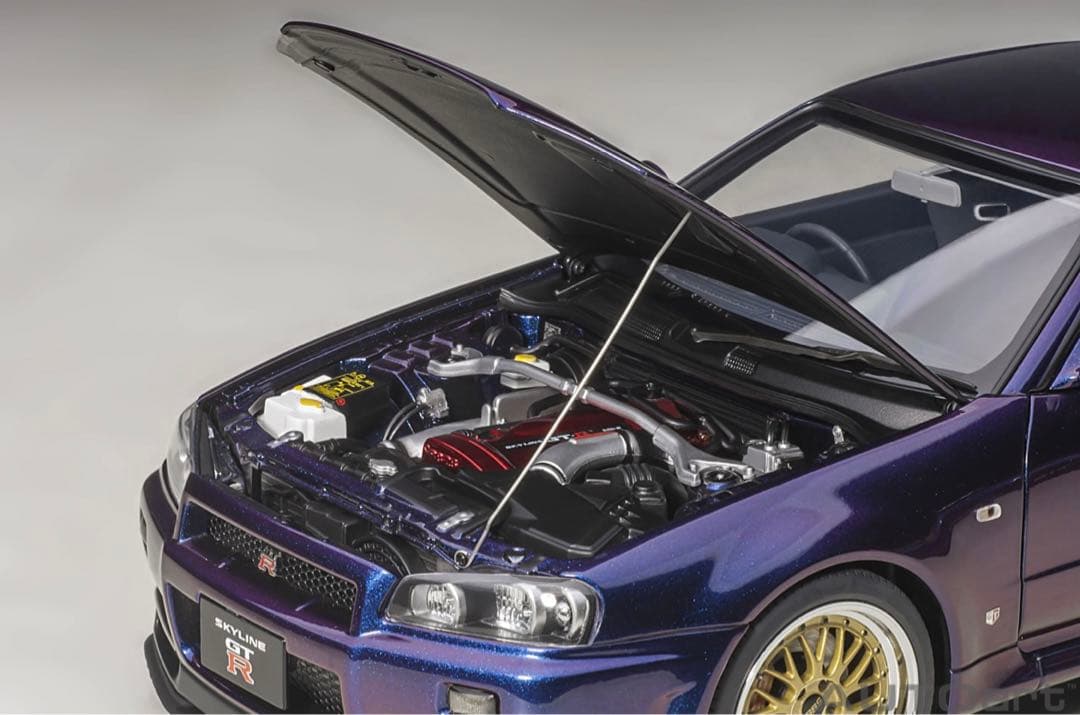 オートアート 1/18 GT-R R34 ミッドナイトパープル BBS LM