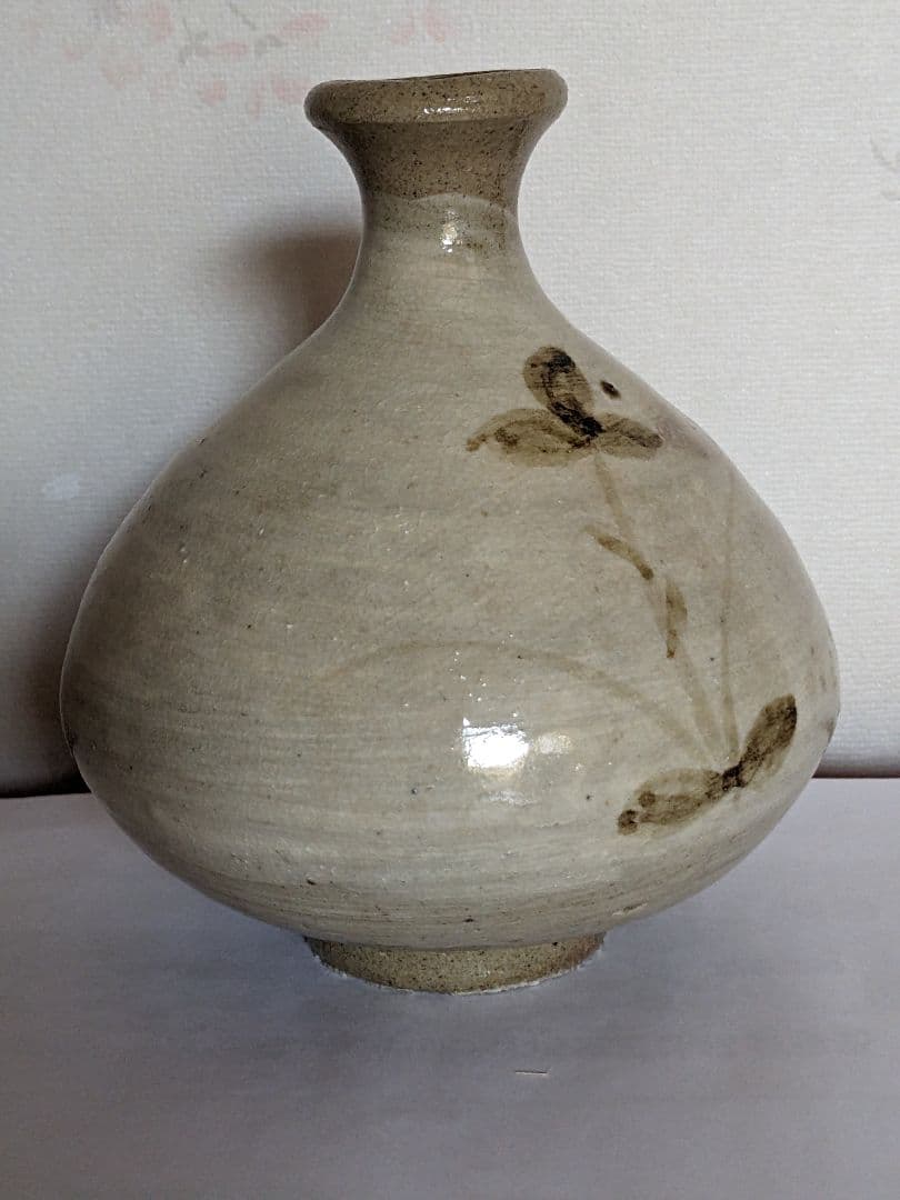 ♦朝鮮 韓国陶磁 鉄絵 秋草文 刷毛目 酒器 徳利 コレクション 骨董品